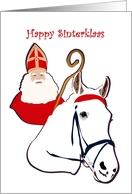 Happy Sinterklaas Sinterklaas In Red Mitre Cape And With Crosier card
