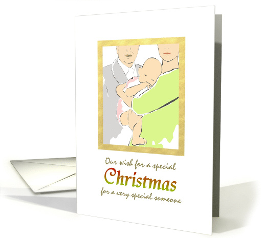 For Surrogate Mother at Christmas Picture of Mom Dad and Baby card