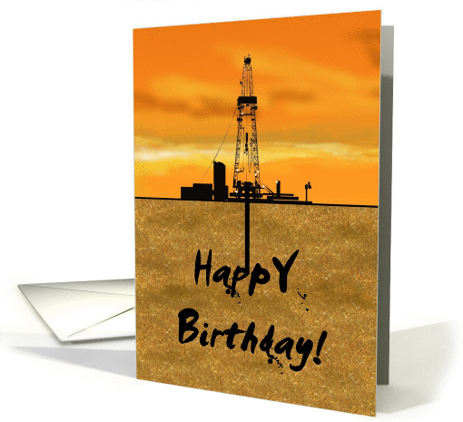 Oil rig framed against an evening sky, birthday card (1313372)
