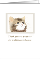 Thank you vet, sketch of kitten card