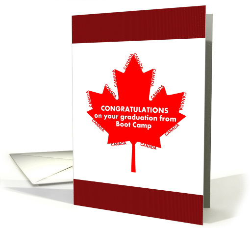 Graduation from Canadian Boot Camp Red Maple Leaf Congratulations card