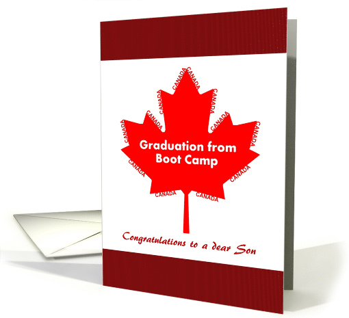 Graduation from Canadian Boot Camp for Son Red Maple Leaf card