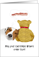 Dog Dreaming Of A Piece Of Bacon Christmas card