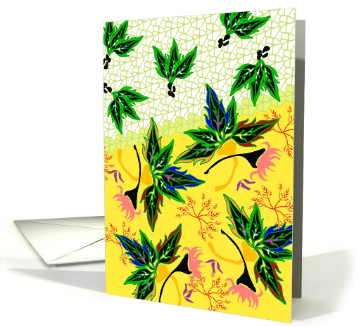 Abstract Foliage Fabric Design Blank card (1317926)