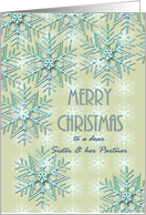 Christmas For Sister And Partner Pretty Snowflakes card