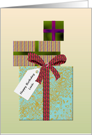 Happy birthday to Leah, a stack of lovely presents card