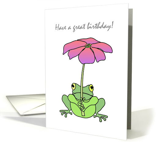 Birthday Cartoon Frog Holding A Flower card (1318216)