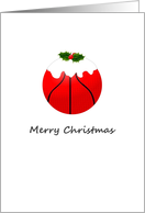 Basketball Christmas, basketball with icing on top and holly berries card