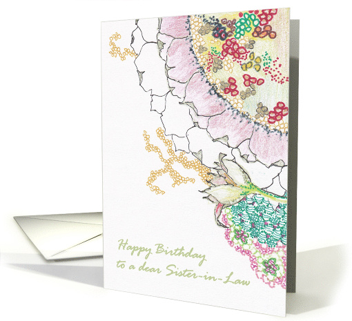 Birthday for Sister-in-Law Hand Drawn Abstract Florals card (1321570)