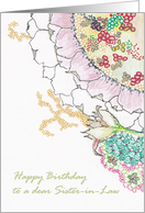 Birthday for Sister-in-Law Hand Drawn Abstract Florals card