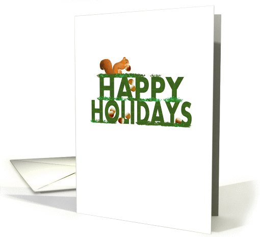 Christmas happy holidays, red squirrel with hazelnut card (1321596)