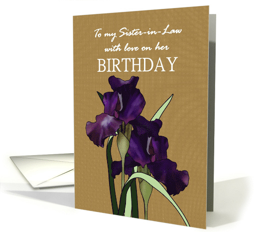 Birthday for Sister-in-Law Pretty Irises Brown Checkered... (1322000)