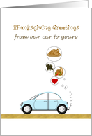 From Our House to Yours Blue Car with Thanksgiving Thoughts card