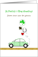 From Our Home To Yours Light Green Car With St Patrick’s Day Thoughts card