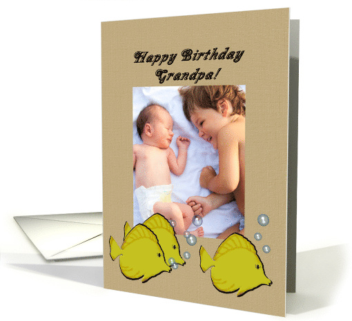 Birthday for Grandpa Cute Yellow Tang Fish Photocard card (1324128)