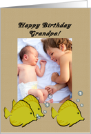 Birthday for Grandpa Cute Yellow Tang Fish Photocard card
