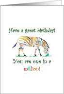 Birthday Colored Zebra card