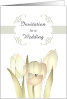 Wedding Invitation, Tulips in Soft Grey, Green and Pink card