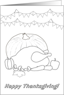 Thanksgiving Coloring Card Pumpkin Turkey and Flags card