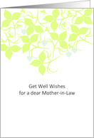 Get Well Mother-in-Law Light Green Foliage and Crystal Hearts card