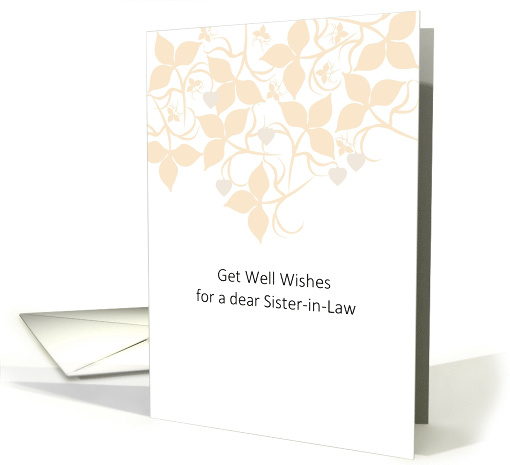 Get Well Sister-in-Law Light Brown Foliage and Crystal Hearts card