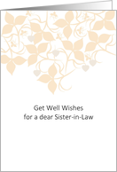 Get Well Sister-in-Law Light Brown Foliage and Crystal Hearts card