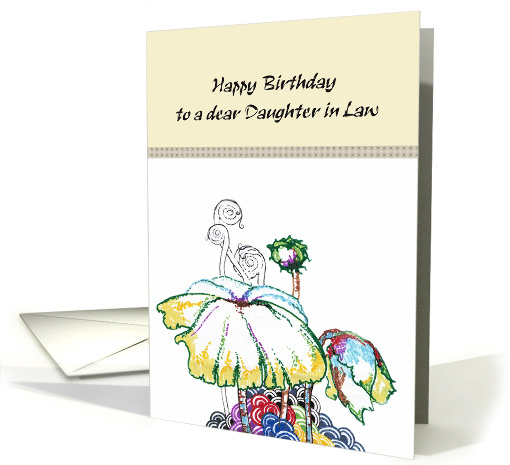 Birthday for Daughter in Law Hand Drawn Abstract Florals card