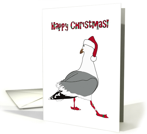Christmas Gull Wearing Santa's Hat And Colorful Socks card (1327814)