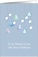 Christmas for Parents in Law Pretty Glass Ornaments card