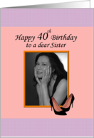 40th Birthday For Sister Black High Heels Photocard card