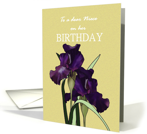 Birthday for Niece Pretty Irises on Soft Green Background card