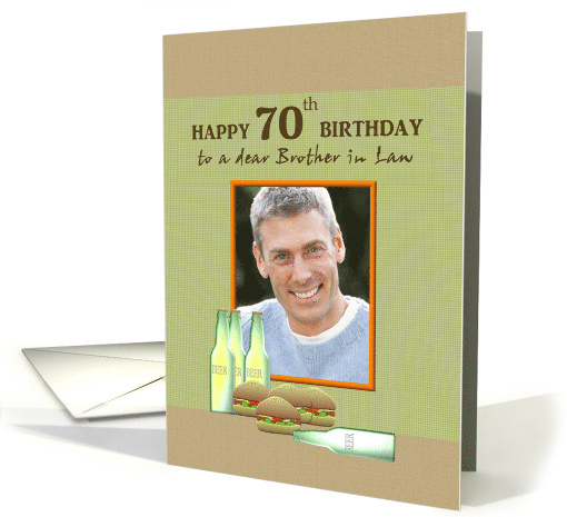 70th Birthday for Brother in Law Beer and Burgers Photocard card