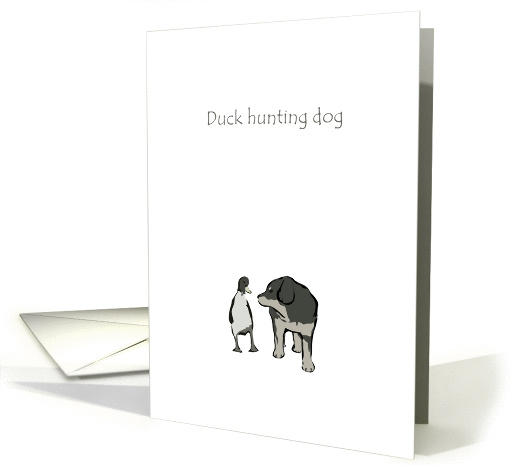 Duck hunting dog, dog and duck walking together, blank card (1330016)