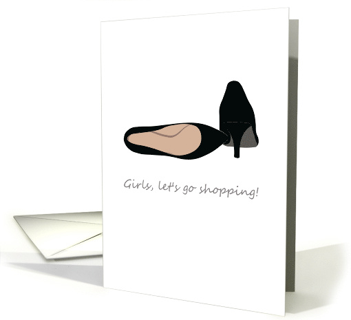 Bachelorette Party Invitation Let's Go Shopping Black High Heels card