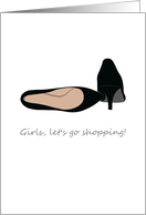 Bachelorette Party Invitation Let’s Go Shopping Black High Heels card