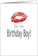 Kiss for the birthday boy, lips imprint card