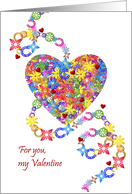 For My Valentine A Heart Filled With Flowers card