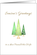 Christmas Season’s Greetings for Friend and Wife Trees with Stars card