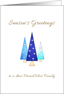Christmas Season’s Greetings for Friend and Family Trees with Stars card