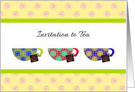 Invitation To Tea Pretty Colorful Teacups And Teabags card