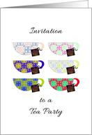 Party By Theme Tea Party Pretty Colorful Teacups And Teabags card