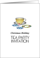 Invitation to Christmas Holiday Tea Party Cup Of Tea And Sugar Cube card