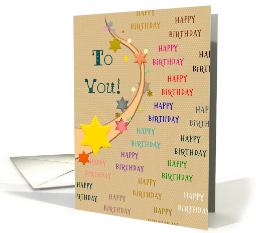 Colorful birthday greetings and stars card (1333622)