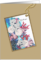 Thank you for the gift, thank you tag with colorful sea coral design card