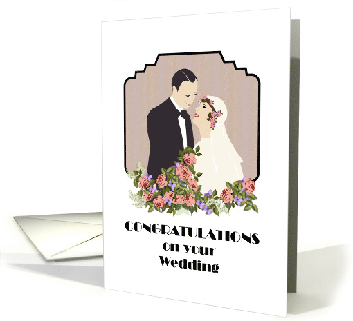 Wedding Congratulations 1920s Bride and Groom Vintage... (1335490)