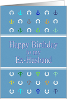 Birthday For Ex-Husband Anchors And Horseshoes On Blue card