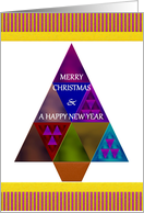 Holiday Tree Paper Craft Colored Metallic Triangles Christmas card