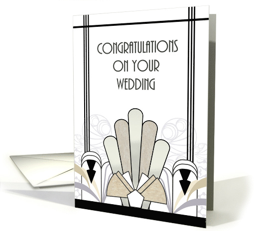 Wedding Congratulations Art Deco Geometric Borders card (1336470)
