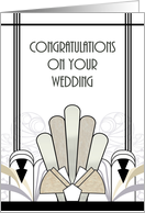 Wedding Congratulations Art Deco Geometric Borders card