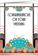 Wedding congratulations, art deco geometric borders card